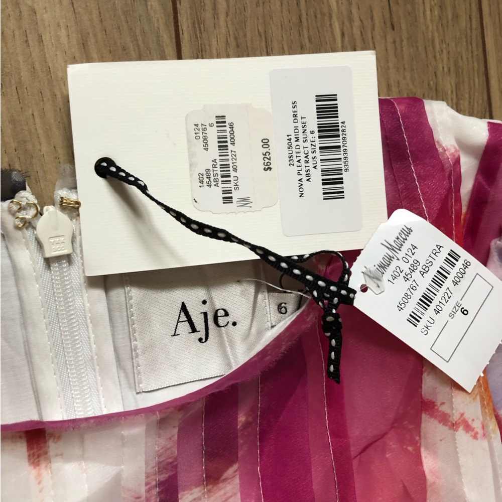 Women’s Aje Abstract Sunset Nova Pleated Midi Dress size 2  Spring 2024 - Picture 16 of 16